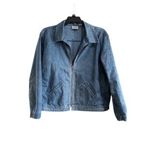Chico’s Women’s Lightweight Denim Jacket - Abstract Print, Zipper Front, Pockets